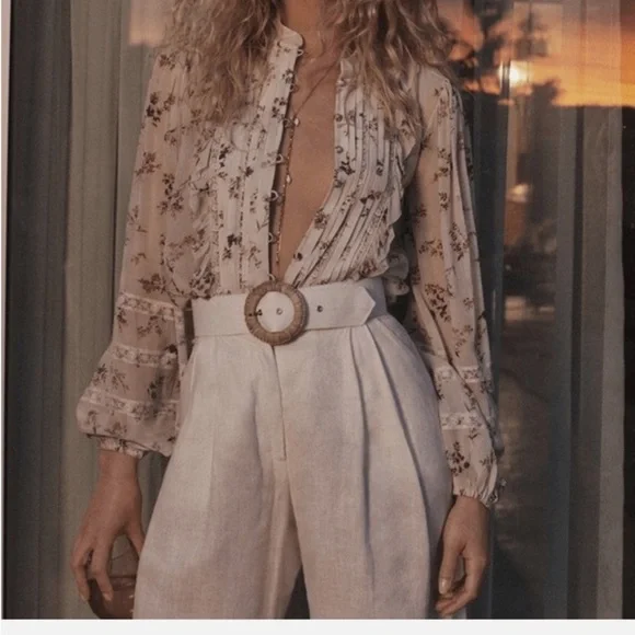 Zimmermann Cream Wide-Leg Pants - Picture 3 of 8